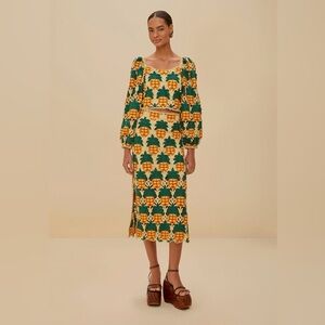 Farm Rio Sand Pineapple Crochet Skirt